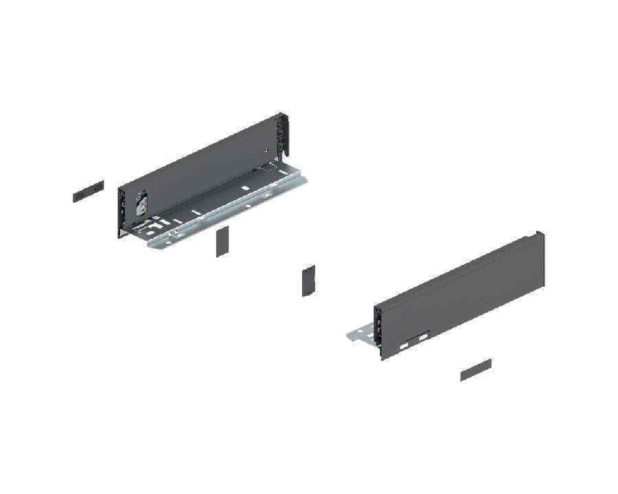 Blum LEGRABOX pure Orion‑grey steel drawer side, M‑height (90.5 mm), 270 mm nominal length