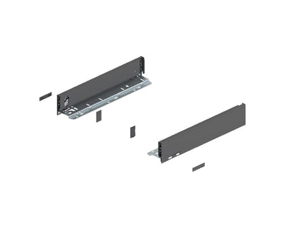 Blum LEGRABOX pure Orion‑grey steel drawer side, M‑height 90.5 mm, 350 mm nominal length 