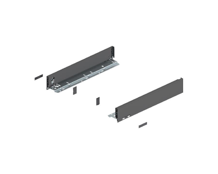 Blum LEGRABOX pure Orion‑grey steel drawer side, M‑height (90.5 mm), 400 mm nominal length 