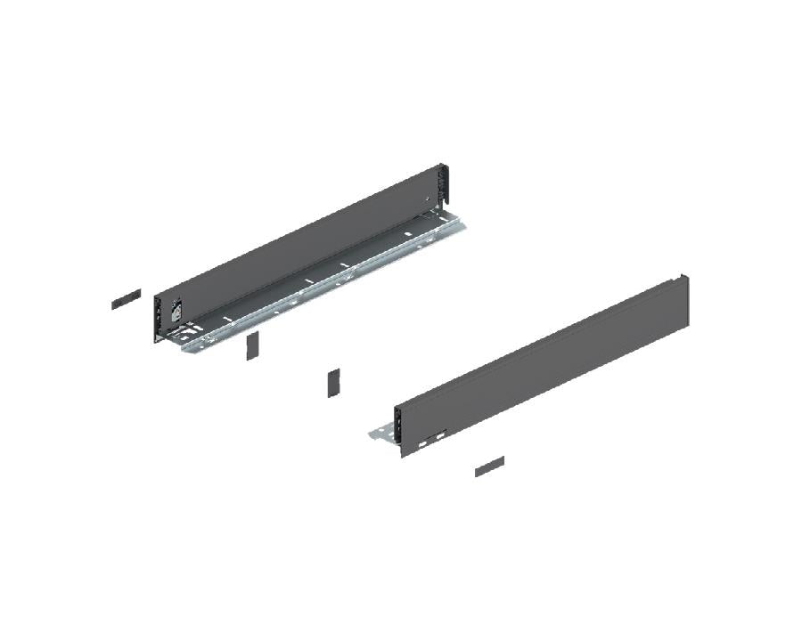 Blum LEGRABOX pure Orion‑grey steel drawer side, M‑height (90.5 mm), 500 mm length 