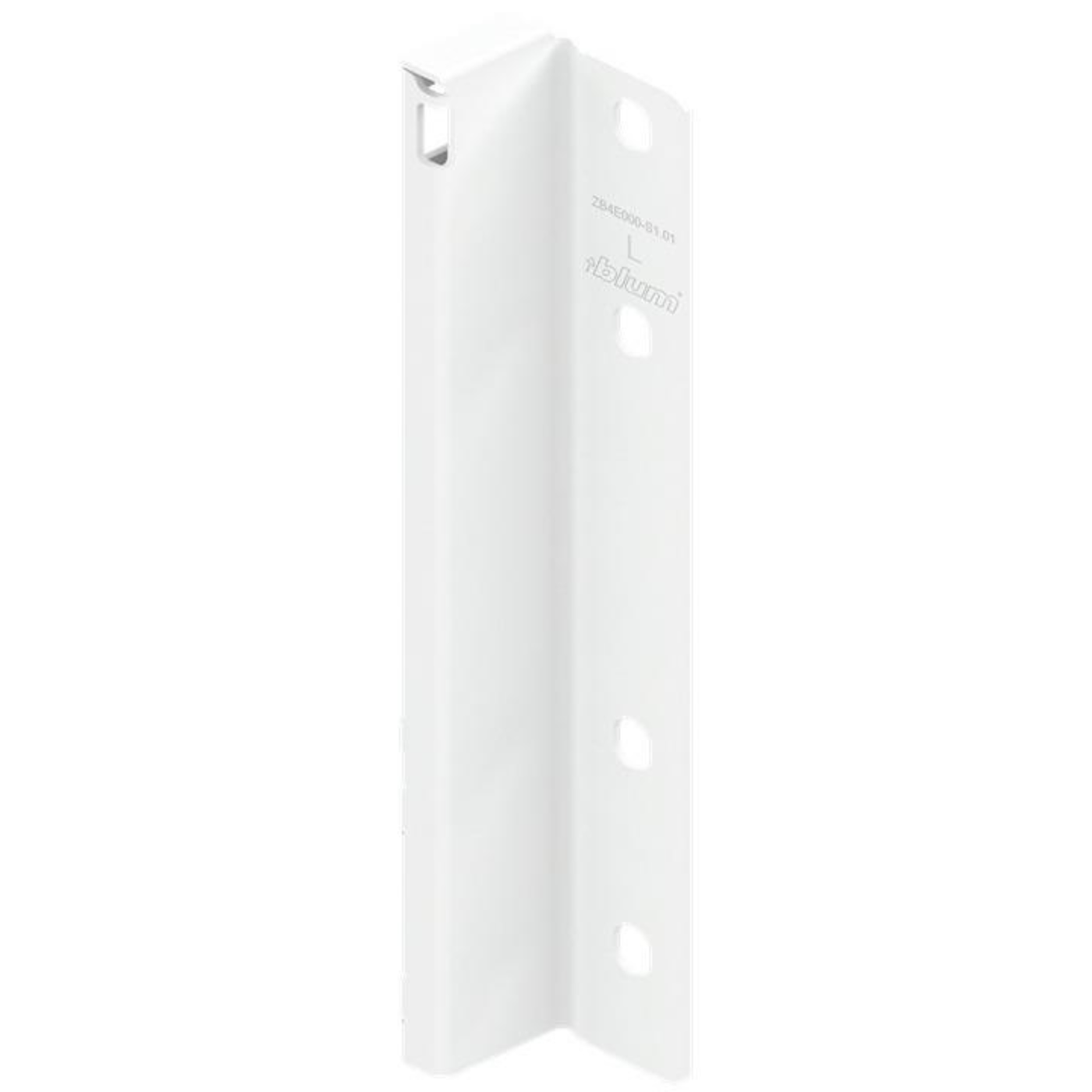 Blum MERIVOBOX Back Fixing Bracket Left Hand Industrial Pack E Height Silk White *Must be purcahsed in pack quantity of 50 by W&B