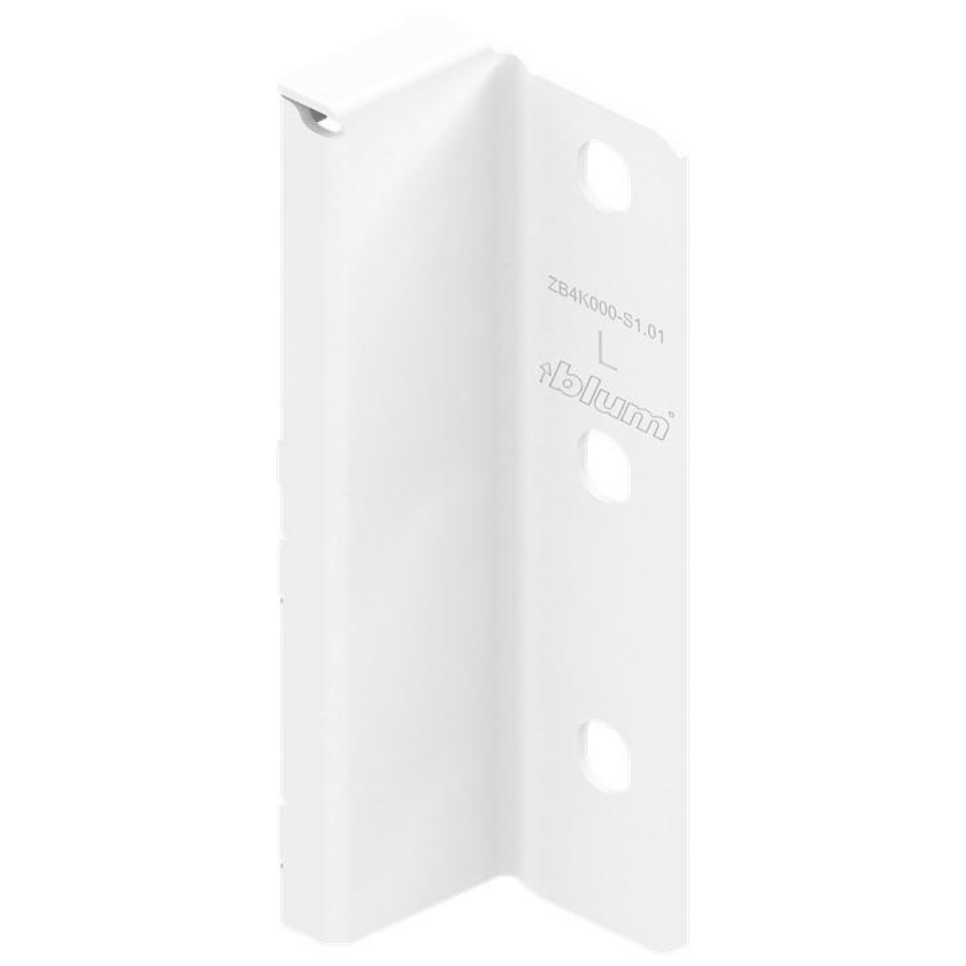 Blum MERIVOBOX Back Fixing Bracket Left Hand Industrial Pack K Height Silk White *Must be purcahsed in pack quantity of 50 by W&B