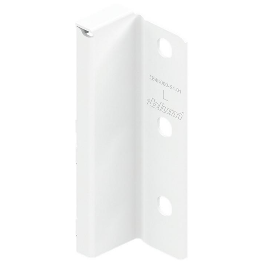 Blum MERIVOBOX back fixing bracket left‑hand K Height silk white industrial pack of 50, drawer system rear fixing hardware