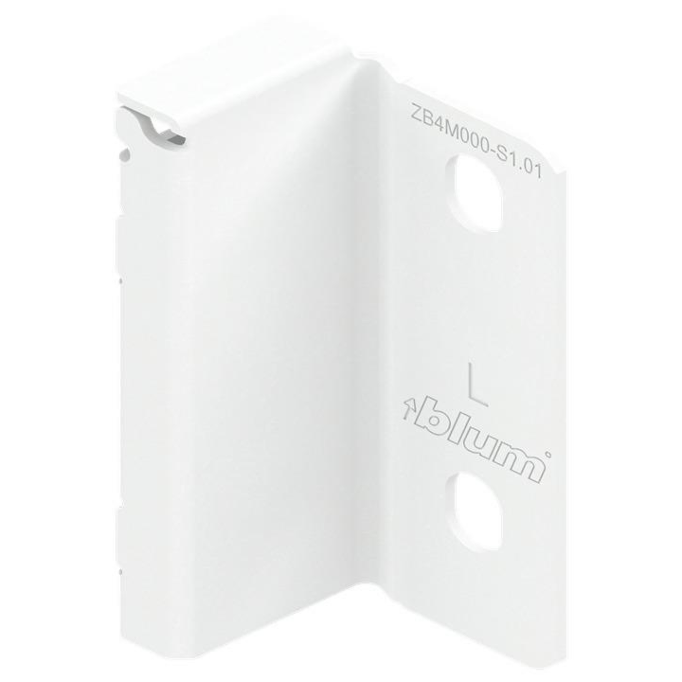 Blum MERIVOBOX Back Fixing Bracket Left Hand Industrial Pack M Height Silk White *Must be purcahsed in pack quantity of 50 by W&B
