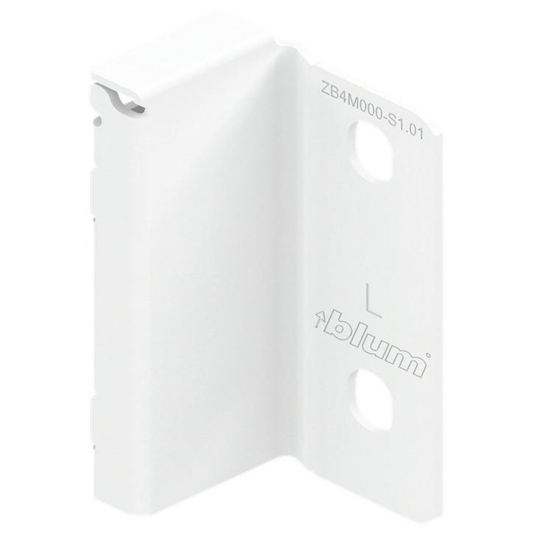 Blum MERIVOBOX back fixing bracket left‑hand M Height silk white industrial pack of 50, drawer system rear fixing hardware