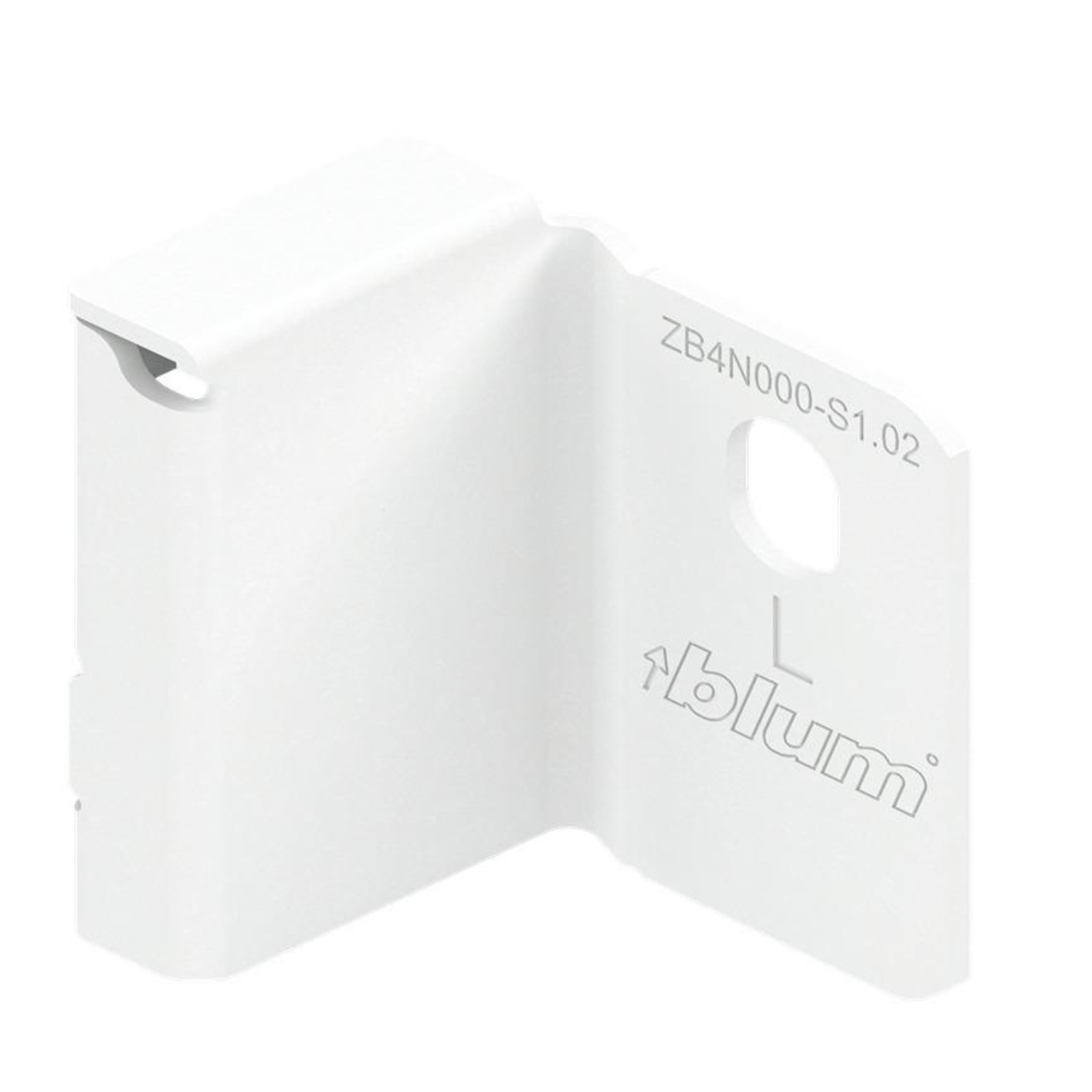 Blum MERIVOBOX N Height left‑hand back fixing bracket silk white industrial pack of 50, drawer system rear fixing hardware