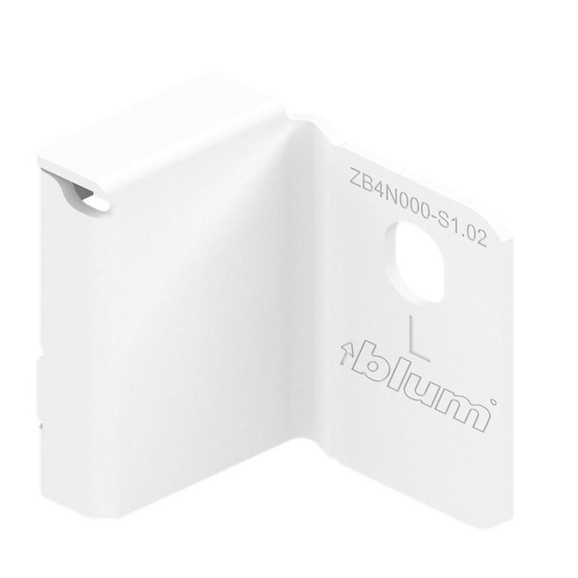 Blum MERIVOBOX N Height left‑hand back fixing bracket silk white industrial pack of 50, drawer system rear fixing hardware