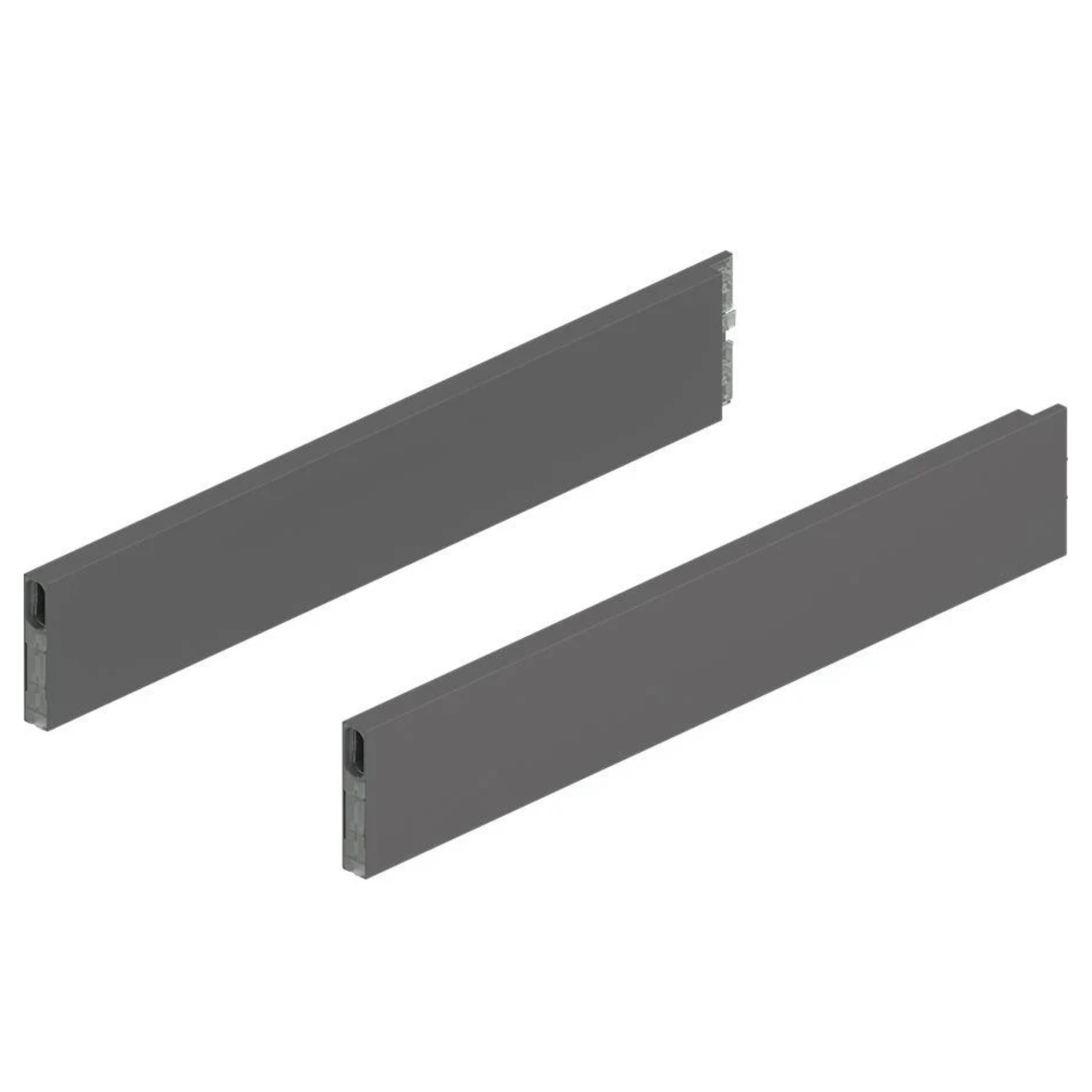 Blum MERIVOBOX boxcap design element 450mm in Orion Grey for high-quality drawer systems, sleek modern finish