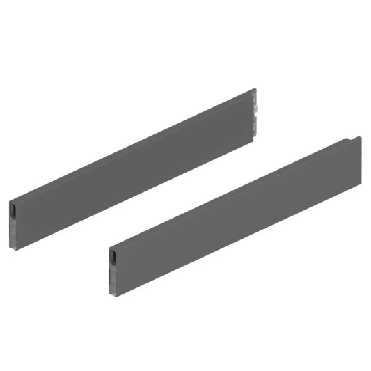 Blum MERIVOBOX boxcap design element 550mm in Orion Grey for modern drawer systems, sleek premium finish