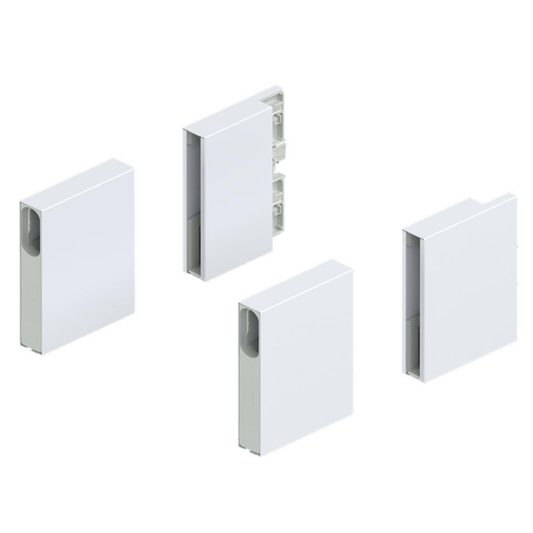 Blum MERIVOBOX boxcover front and back brackets set left and right in silk white ZL4M0080.8 for cabinet drawer system