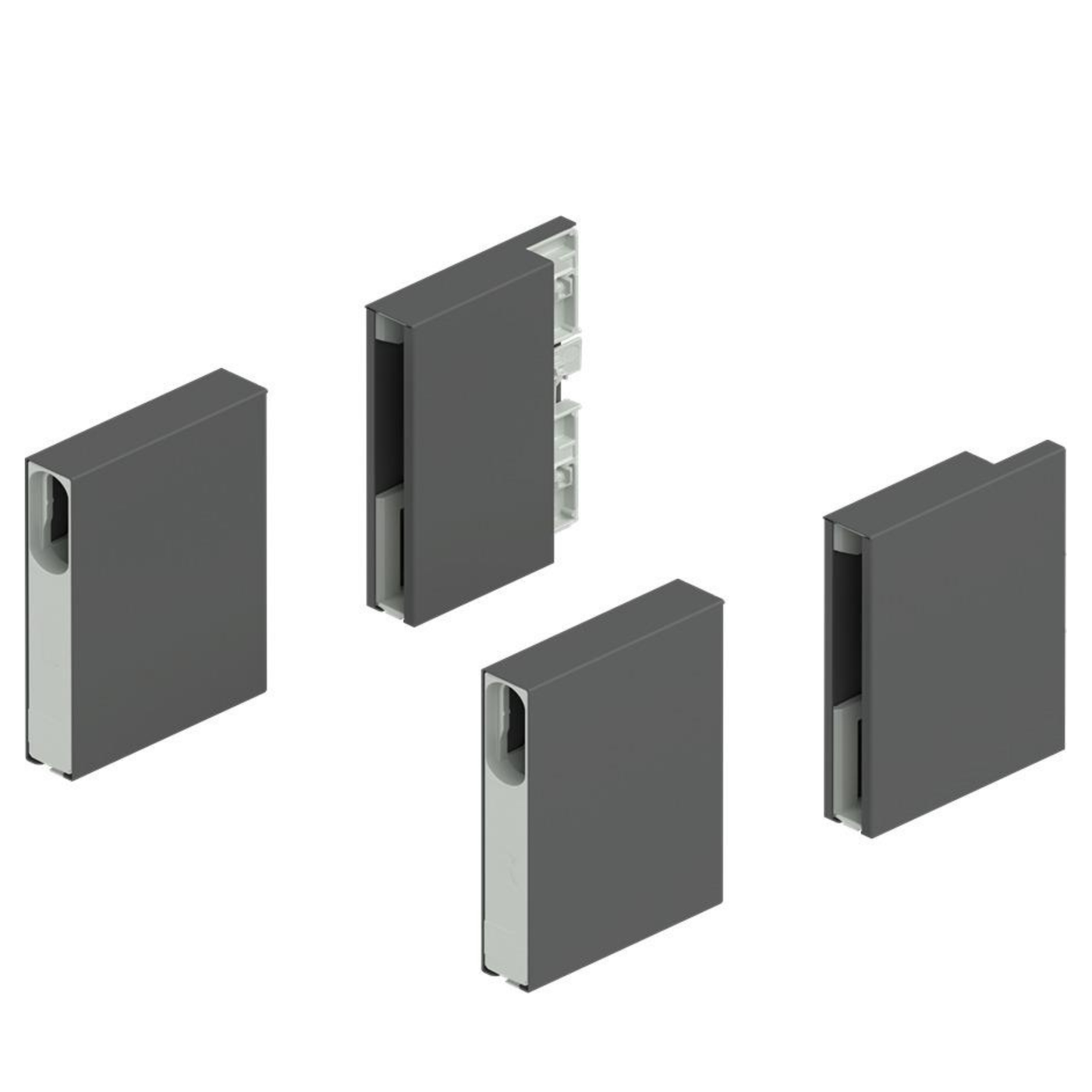 Blum MERIVOBOX BOXCOVER Front and Back Brackets. Left and Right Orion Grey by W&B