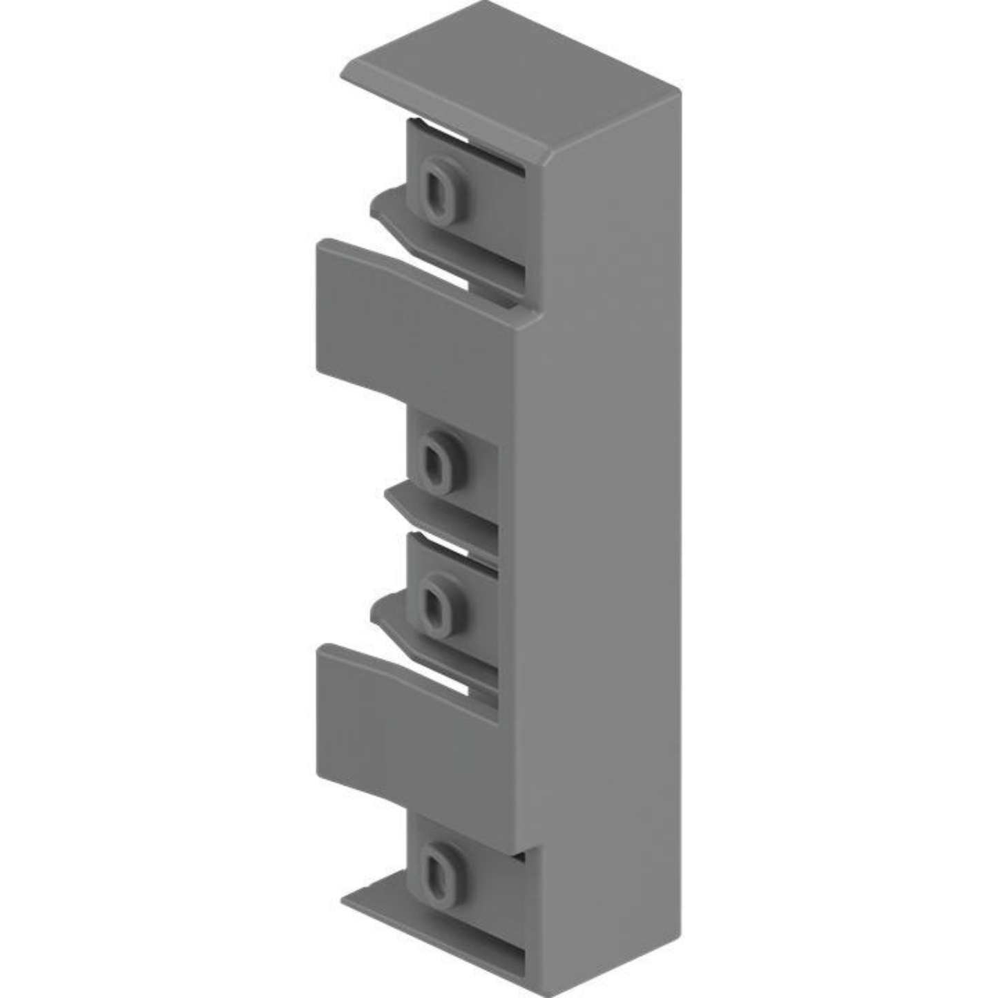 Blum MERIVOBOX E height cover cap for back brackets in indium grey, press‑on finish trim for premium drawer hardware