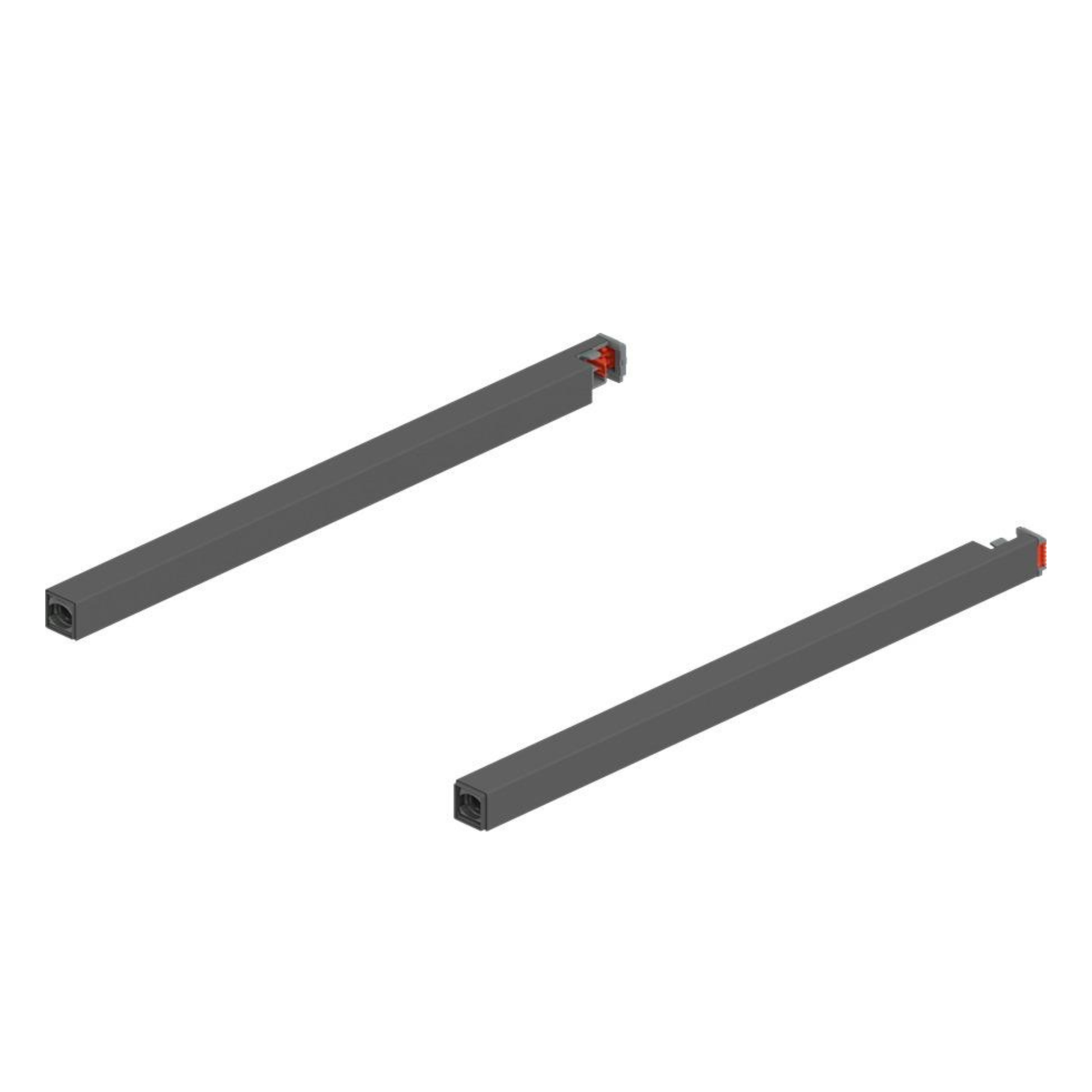 Blum MERIVOBOX gallery rail set for high fronted drawers in Orion Grey, 270mm longside rails (ZR4‑270RS) for smooth drawer glide with BLUMOTION in kitchen and cabinetry systems 