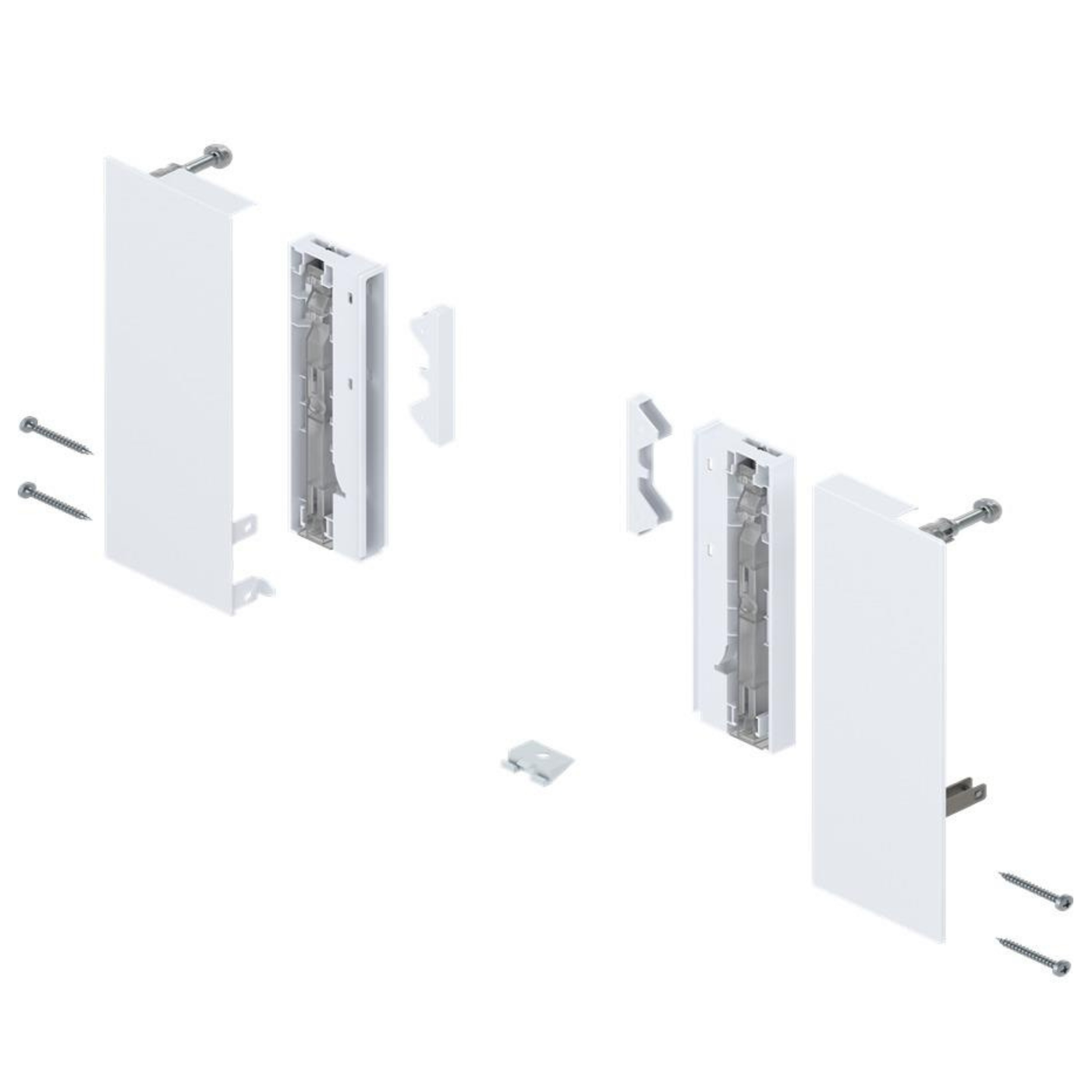 Blum MERIVOBOX Inner Drawer E Height Front Fixing Brackets for Glass Silk White by W&B