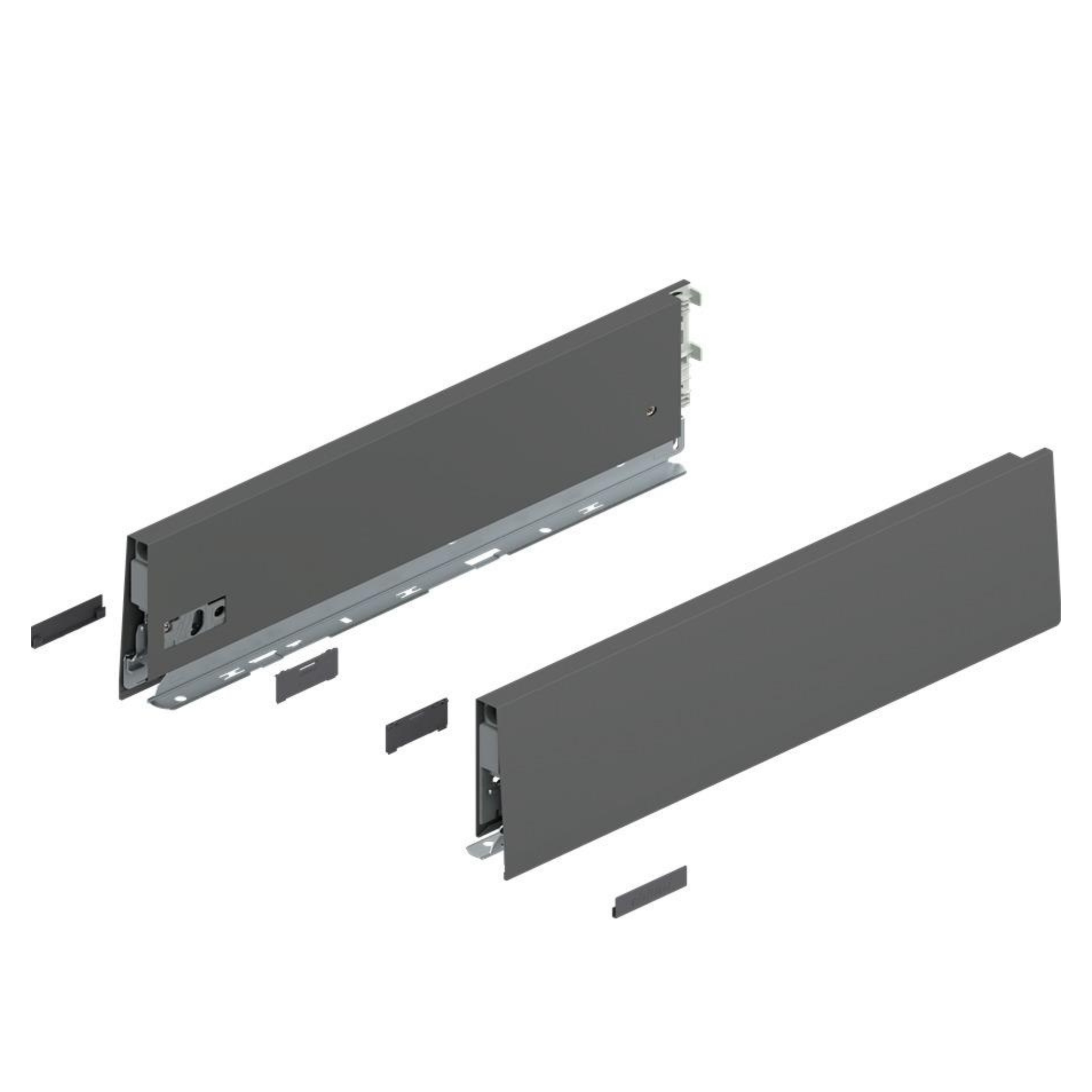 Blum MERIVOBOX K-height 450mm drawer sides in Orion Grey for durable cabinet drawer systems