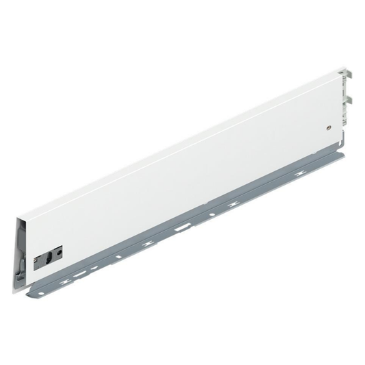 Blum MERIVOBOX K Height left‑hand drawer side 500mm in silk white, industrial pack of 10, premium cabinet drawer hardware