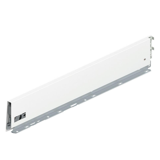 Blum MERIVOBOX K Height left‑hand drawer side 550mm in silk white, industrial pack of 10, premium cabinet drawer hardware