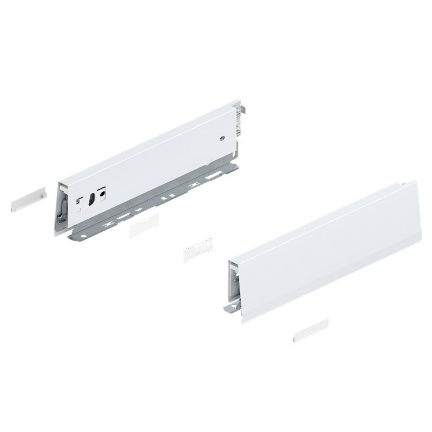 Blum MERIVOBOX M height drawer sides 350mm in silk white, premium drawer hardware with integrated soft‑close system