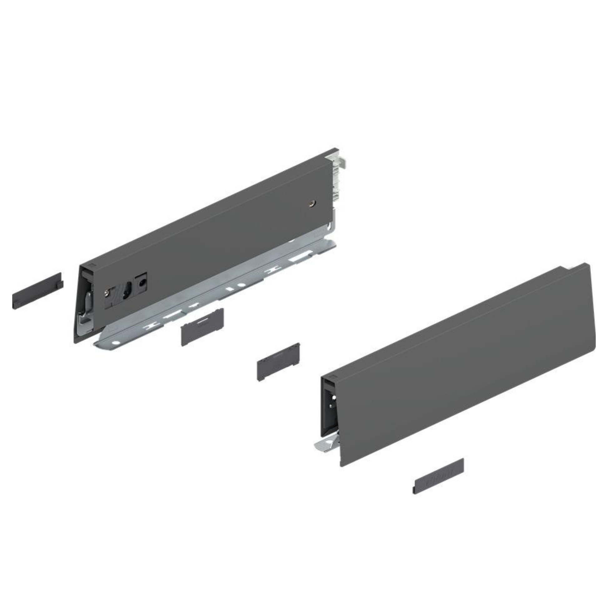 Blum MERIVOBOX M height drawer sides in Orion Grey, 270mm, high-quality drawer system components for kitchen and cabinetry solutions