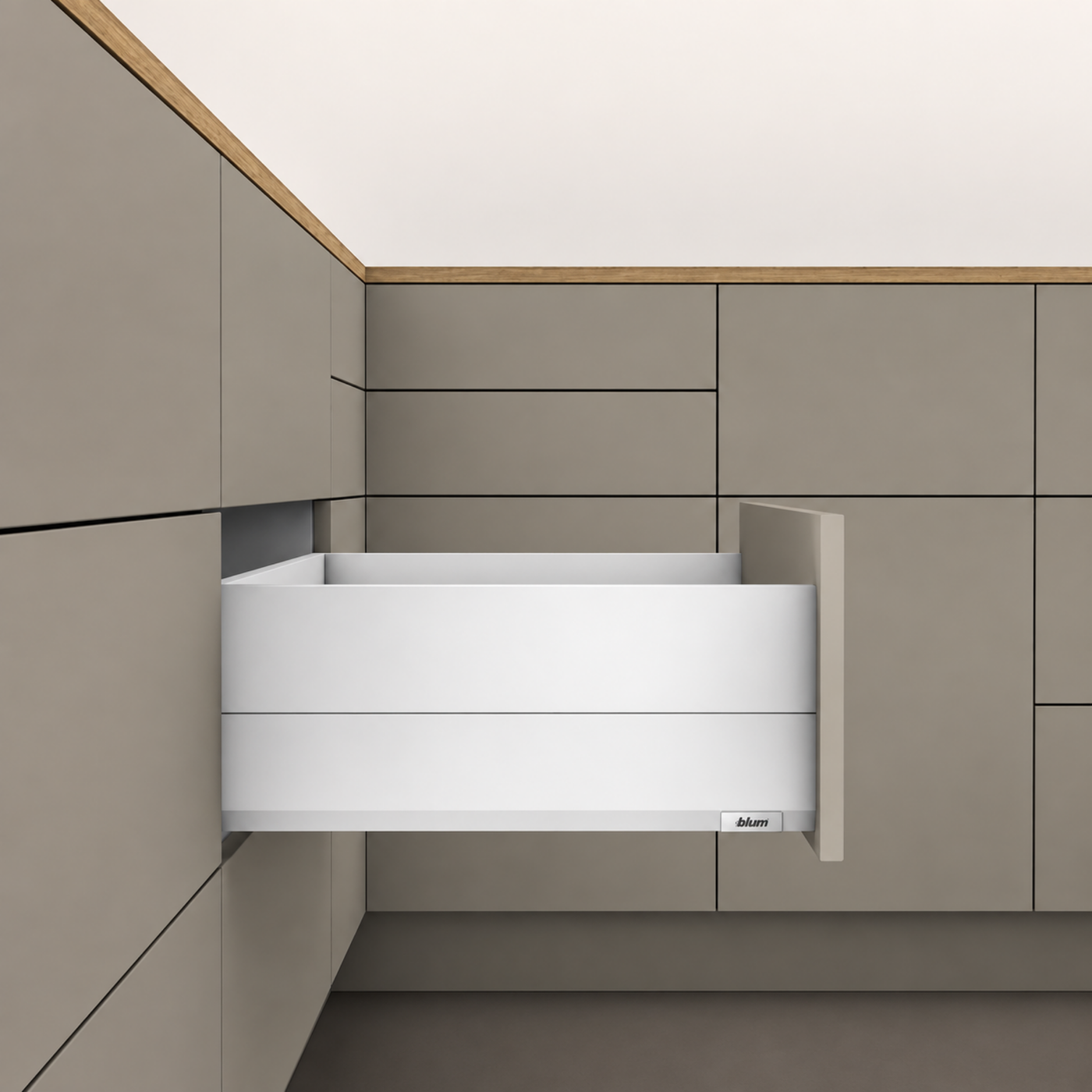 Blum MERIVOBOX modular E Height 192mm BOXCAP Drawer 550mm with BLUMOTION in Silk White 40kg by W&B