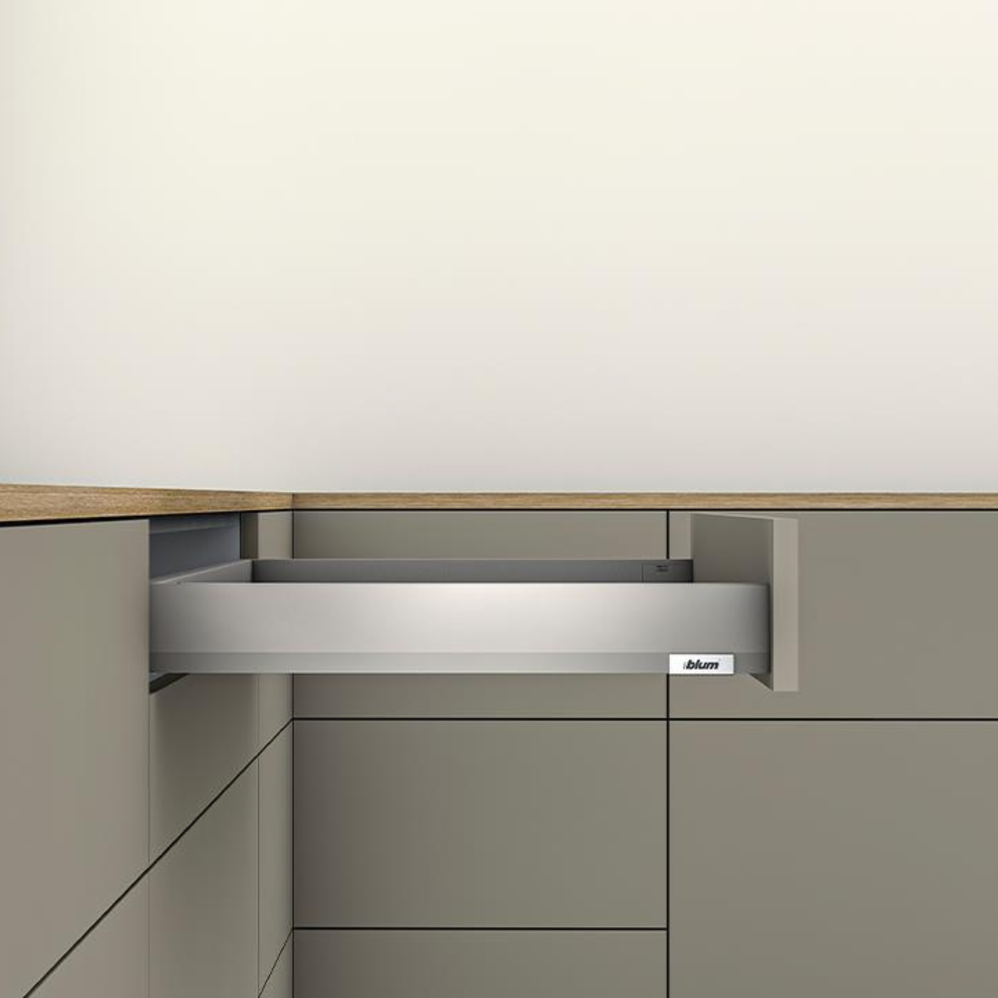 Blum MERIVOBOX 500 mm Indium Grey N‑height (68.5 mm) drawer – slim full‑extension metal drawer with TIP‑ON BLUMOTION soft‑close, heavy‑duty 70 kg capacity