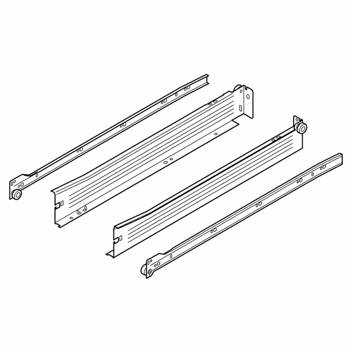 Blum METABOX Single Extension Steel Sides. 54mm X 400mm. *Sides And Runners Only* MBKDN40 by W&B