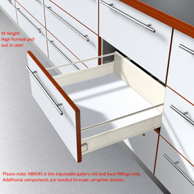 Blum METABOX Longside Gallery Rail In Cream. Size: 450mm. Includes: 2 Gallery Rods And 2 Gallery Back Fixings MBG45 by W&B