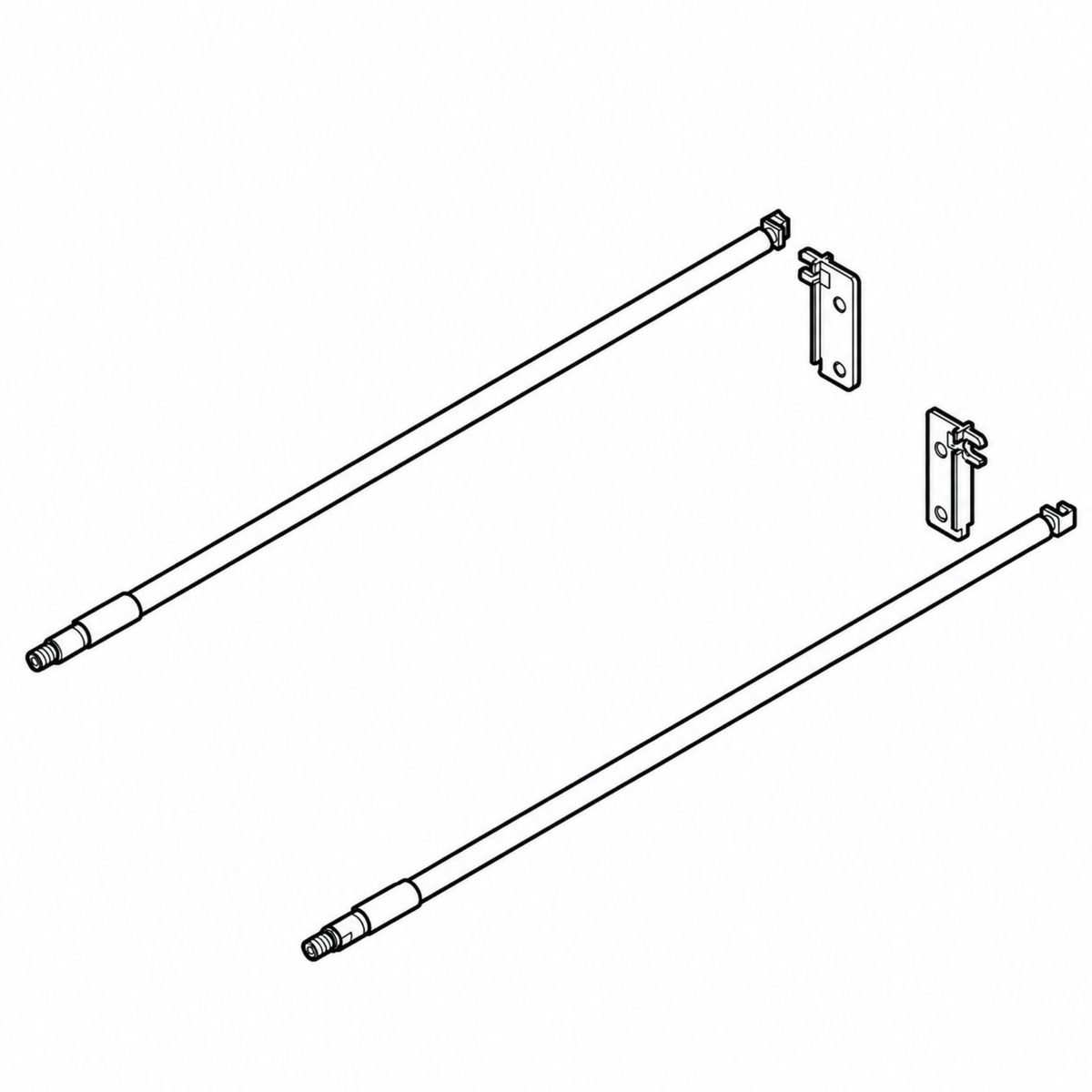 Blum METABOX Longside Gallery Rail In Cream. Size: 450mm. Includes: 2 Gallery Rods And 2 Gallery Back Fixings MBG45 by W&B
