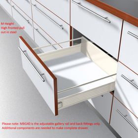 Blum METABOX Longside Gallery Rail In Cream. Size: 400mm. Includes: 2 Gallery Rods And 2 Gallery Back Fixings by W&B