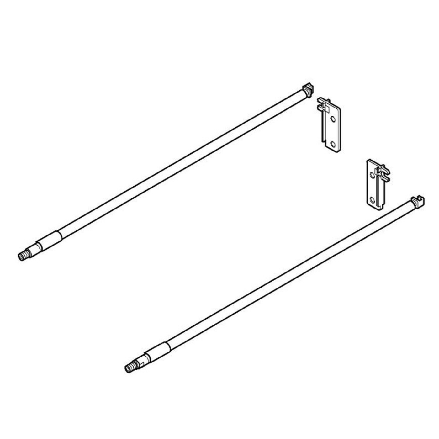 Blum METABOX Longside Gallery Rail In Cream. Size: 450mm. Includes: 2 Gallery Rods And 2 Gallery Back Fixings by W&B