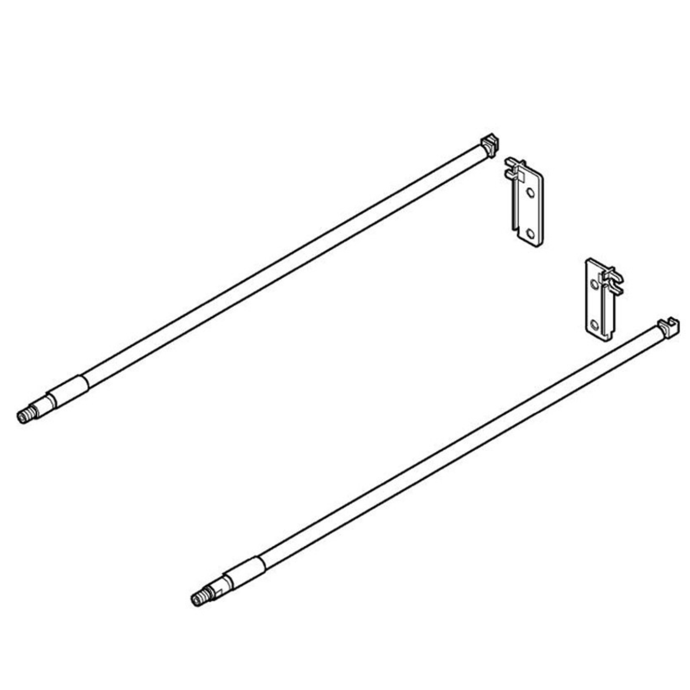 Blum METABOX Longside Gallery Rail In Cream. Size: 550mm. Includes: 2 Gallery Rods And 2 Gallery Back Fixings by W&B