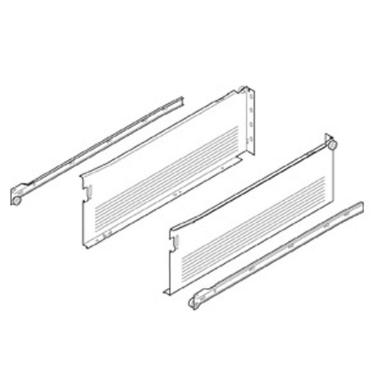 Blum METABOX single extension steel drawer sides and runners set, 118 mm height × 500 mm nominal length (320K5000C15)