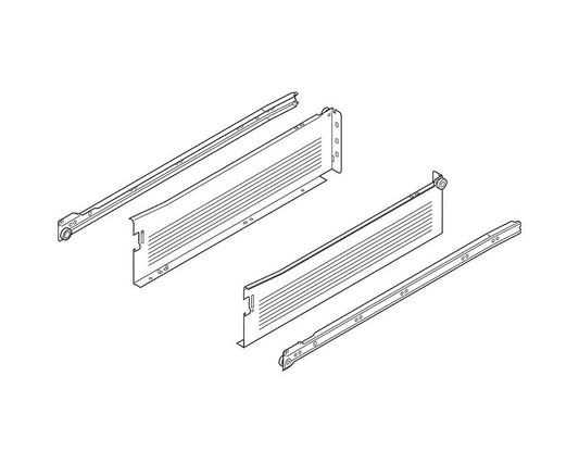 Blum METABOX single extension side runner set 118 mm height x 400 mm steel sides 320K4000C15