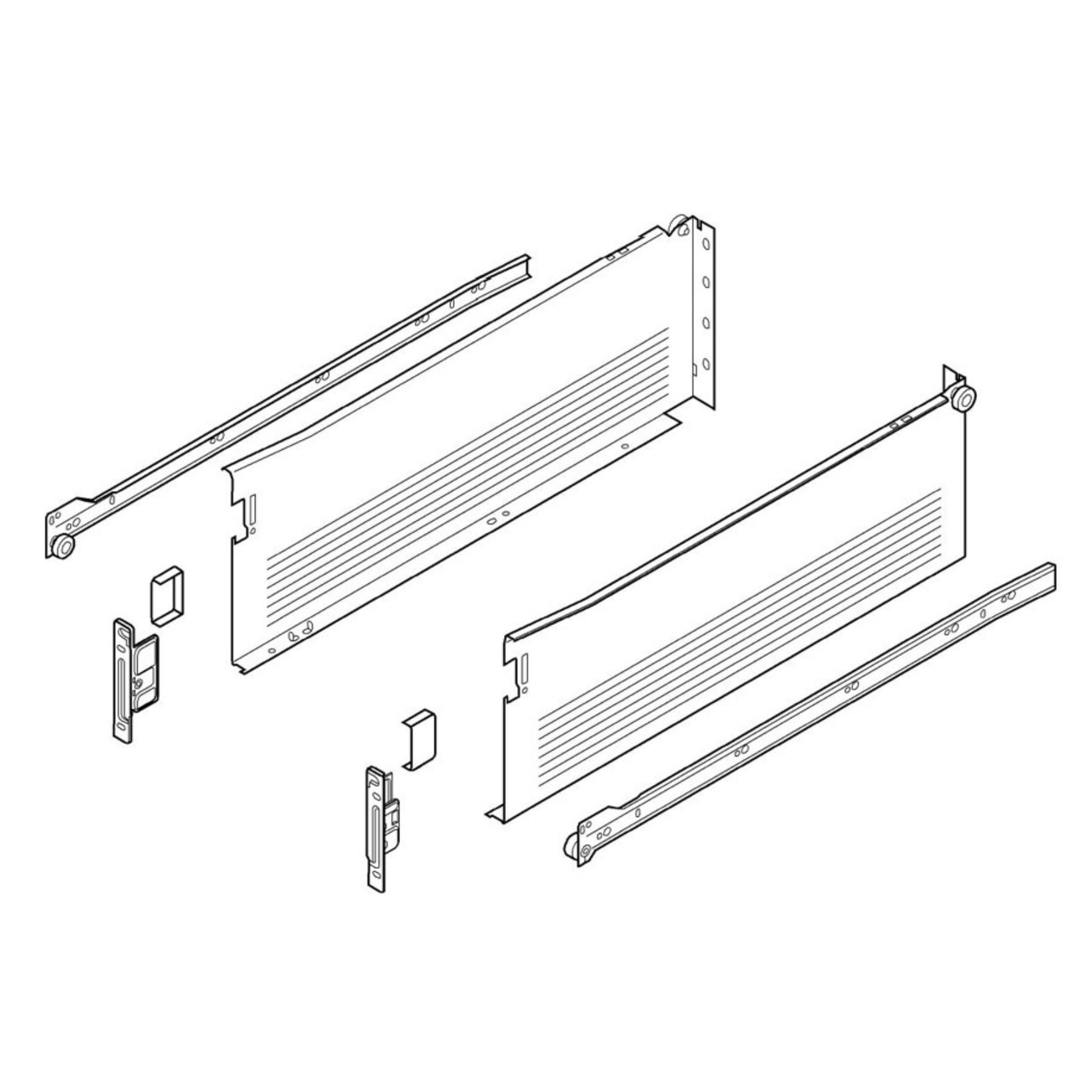 Blum METABOX Single Extension Steel Sides 150mm X 450mm. *Sides And Runners Only* by W&B