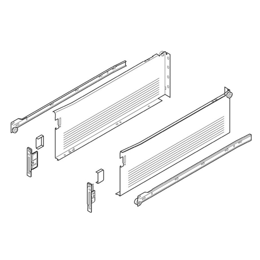 Blum METABOX single extension steel drawer sides and runners 150 mm height x 450 mm 320H4500C15