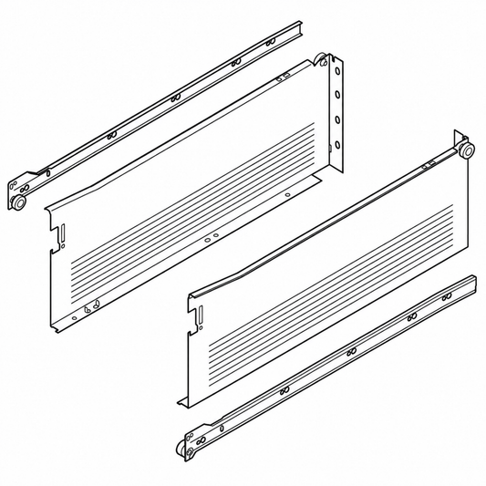 Blum METABOX 150mm x 400mm steel drawer sides and runners for single extension drawers