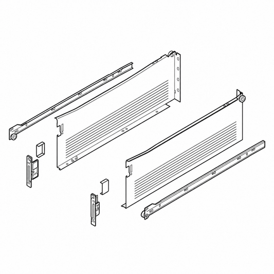 Blum METABOX 150mm x 450mm steel drawer sides and runners for single extension drawers