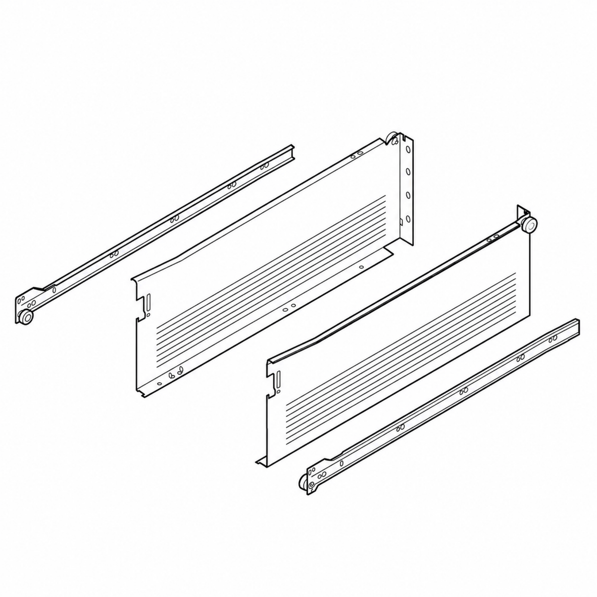 Blum METABOX Single Extension Steel Sides. 150mm X 550mm. *Sides And Runners Only* MBKDH55  by W&B