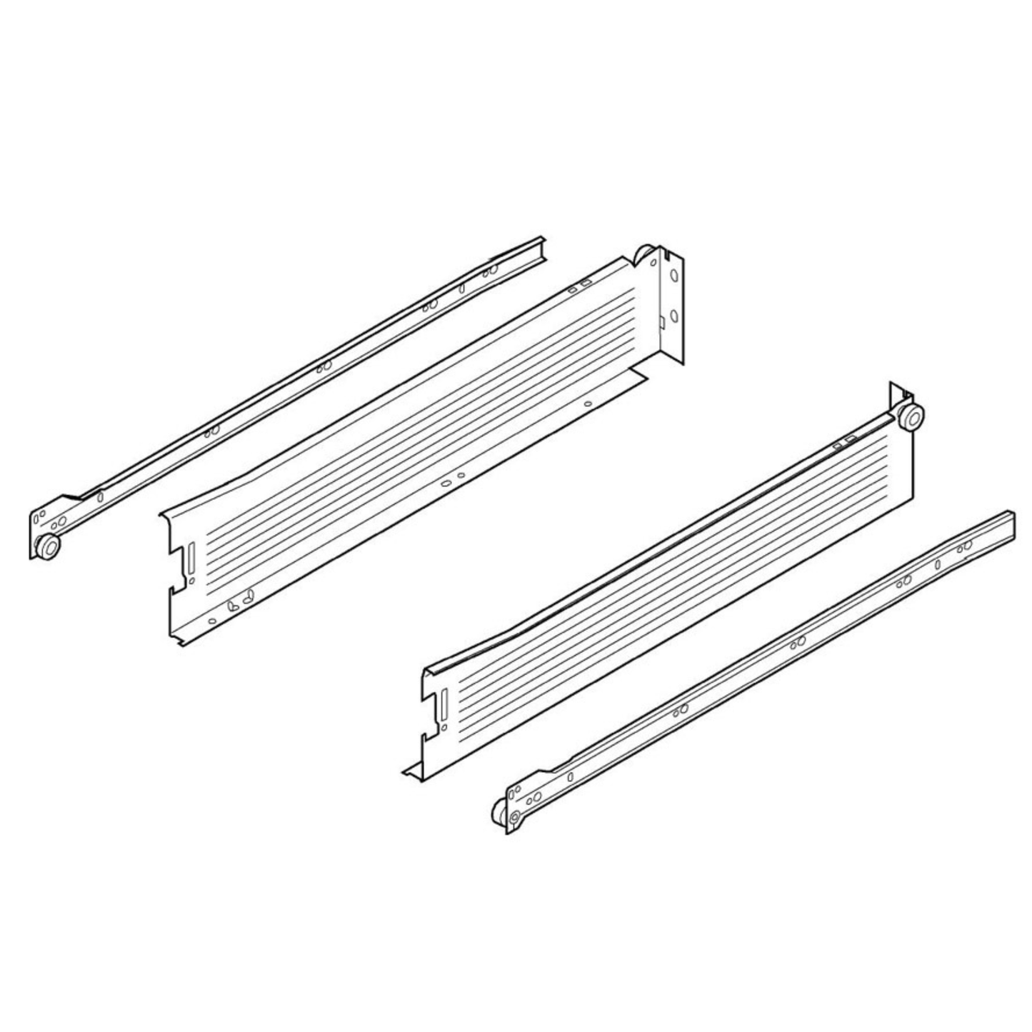 Blum METABOX single extension steel drawer sides and runners, 86 mm height x 450 mm 320M4500C15