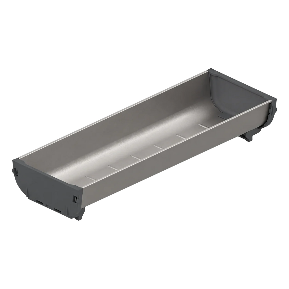 Blum ORGA-LINE Drawer Insert Container. Size: 264mm X 88mm In Brushed Stainless Steel/Dust Grey BORG03 by W&B