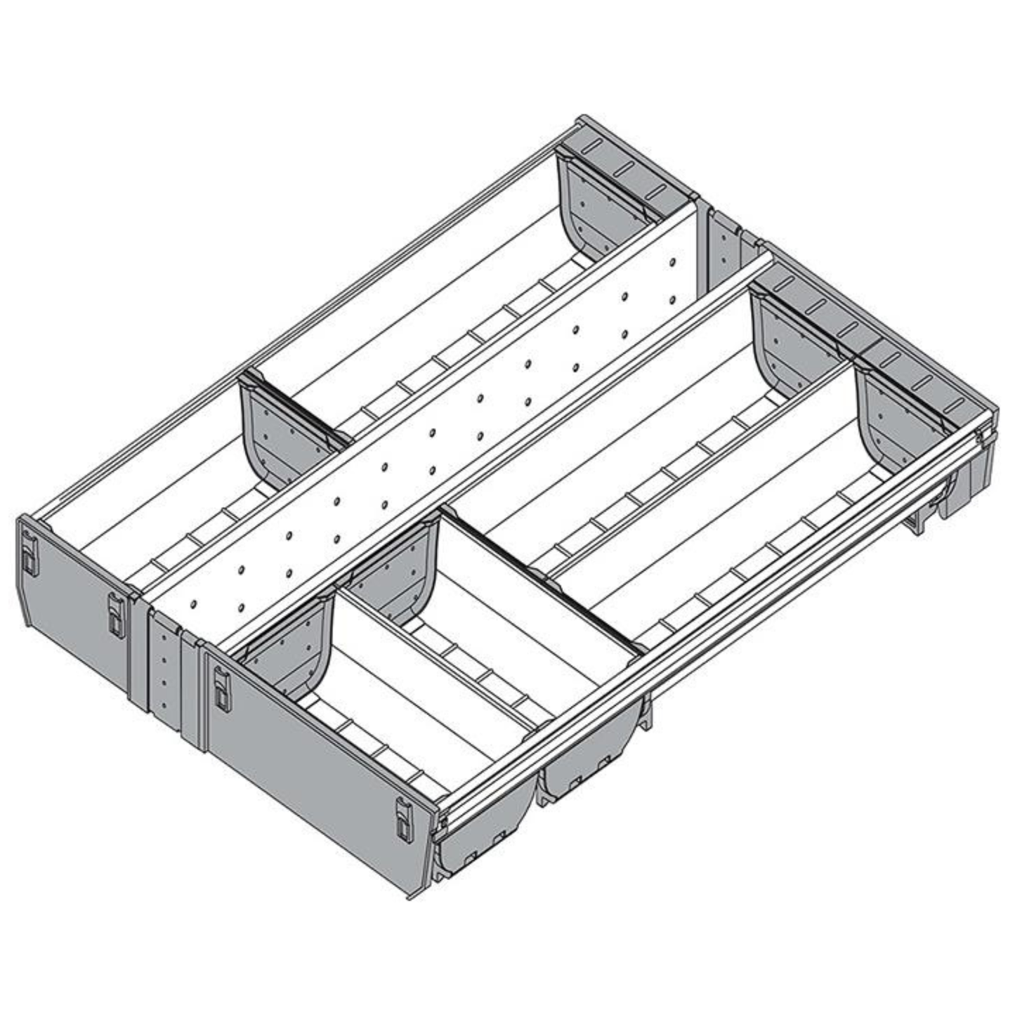 Blum ORGA-LINE cutlery drawer organizer insert for 450mm kitchen cabinet with removable compartments for cutlery and utensils, 500mm drawer length
