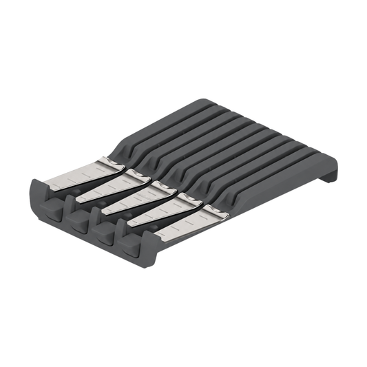 Blum ORGA-LINE stainless steel and dust grey knife drawer insert