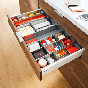 Blum ORGA-LINE Drawer Insert Container. Size: 88mm X 88mm In Brushed Stainless Steel/Dust Grey BORG01 by W&B