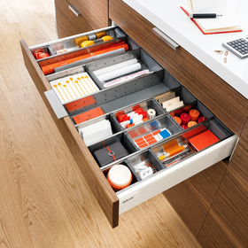 Blum ORGA-LINE Drawer Insert Container. Size: 352mm X 88mm In Brushed Stainless Steel/Dust Grey BORG04 by W&B