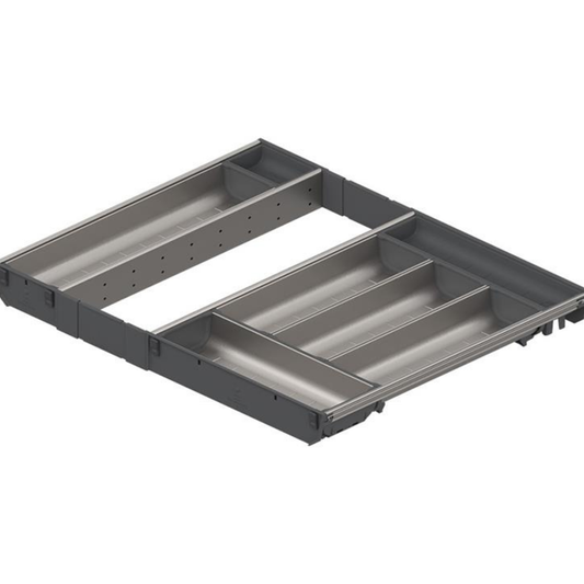 Blum ORGA‑LINE 600 mm cabinet width 450 mm nominal length cutlery drawer insert set in dust grey – ZSI‑60VE14