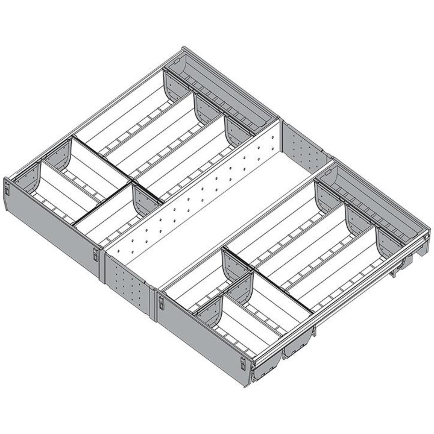 Blum ORGA‑LINE 800 mm cabinet width 550 mm nominal length cutlery drawer insert set in dust grey – ZSI‑80VEI7