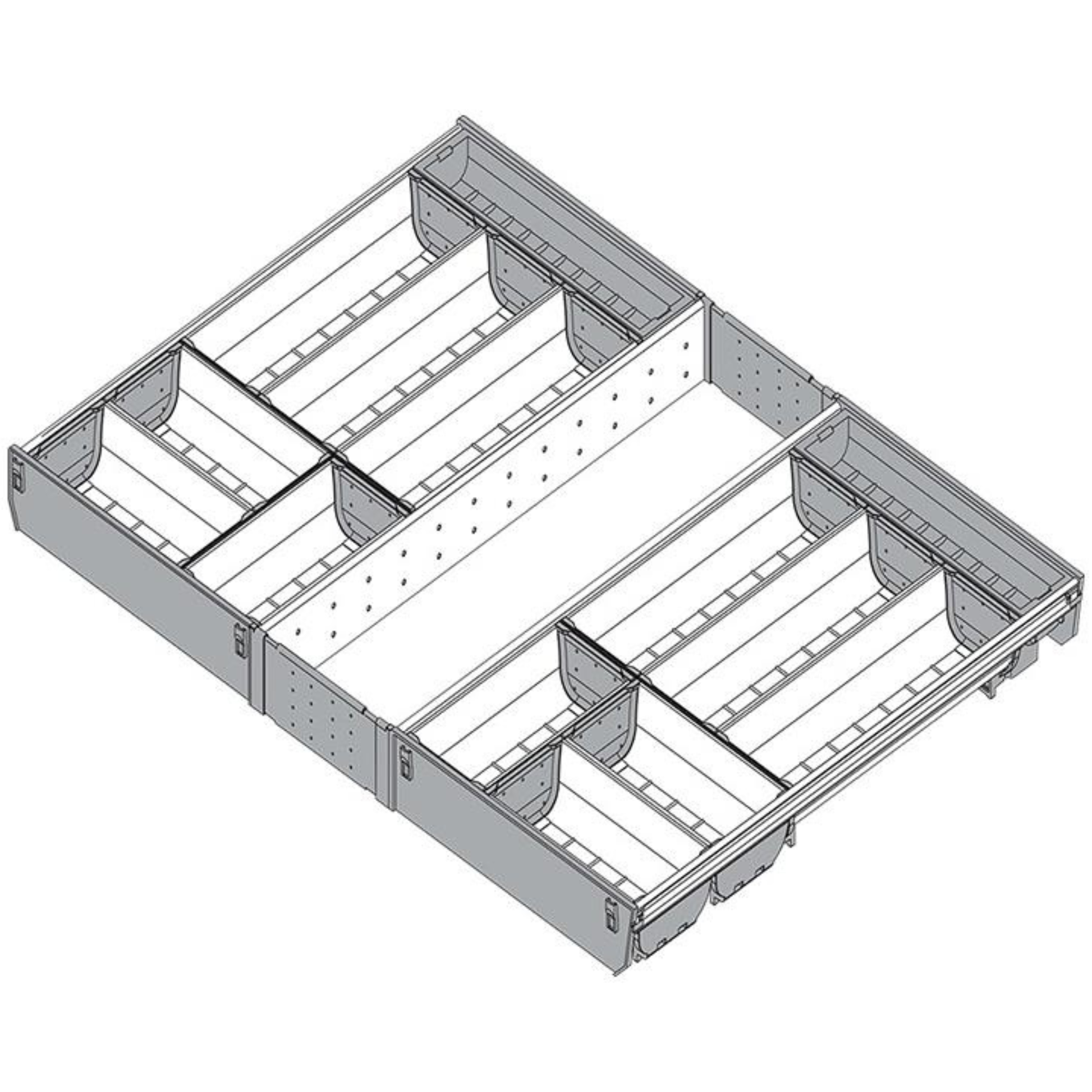 Blum ORGA‑LINE 800 mm cabinet width 550 mm nominal length cutlery drawer insert set in dust grey – ZSI‑80VEI7