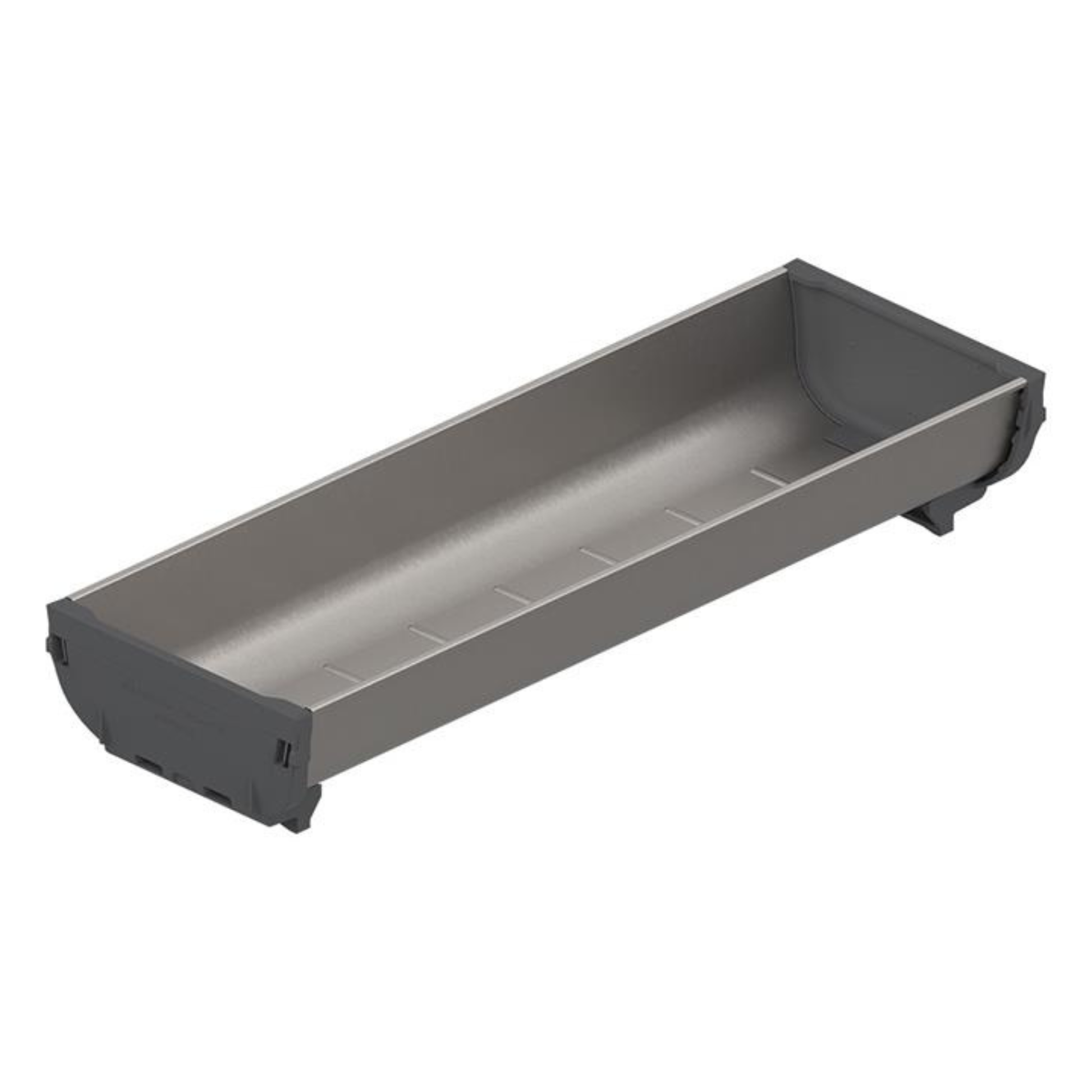 Blum ORGA‑LINE drawer insert container 264mm x 88mm in brushed stainless steel dust grey for drawer organisation