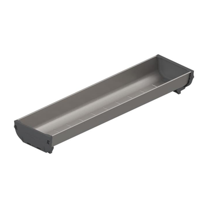 Blum ORGA‑LINE drawer insert container 352mm x 88mm in brushed stainless steel dust grey for drawer organisation