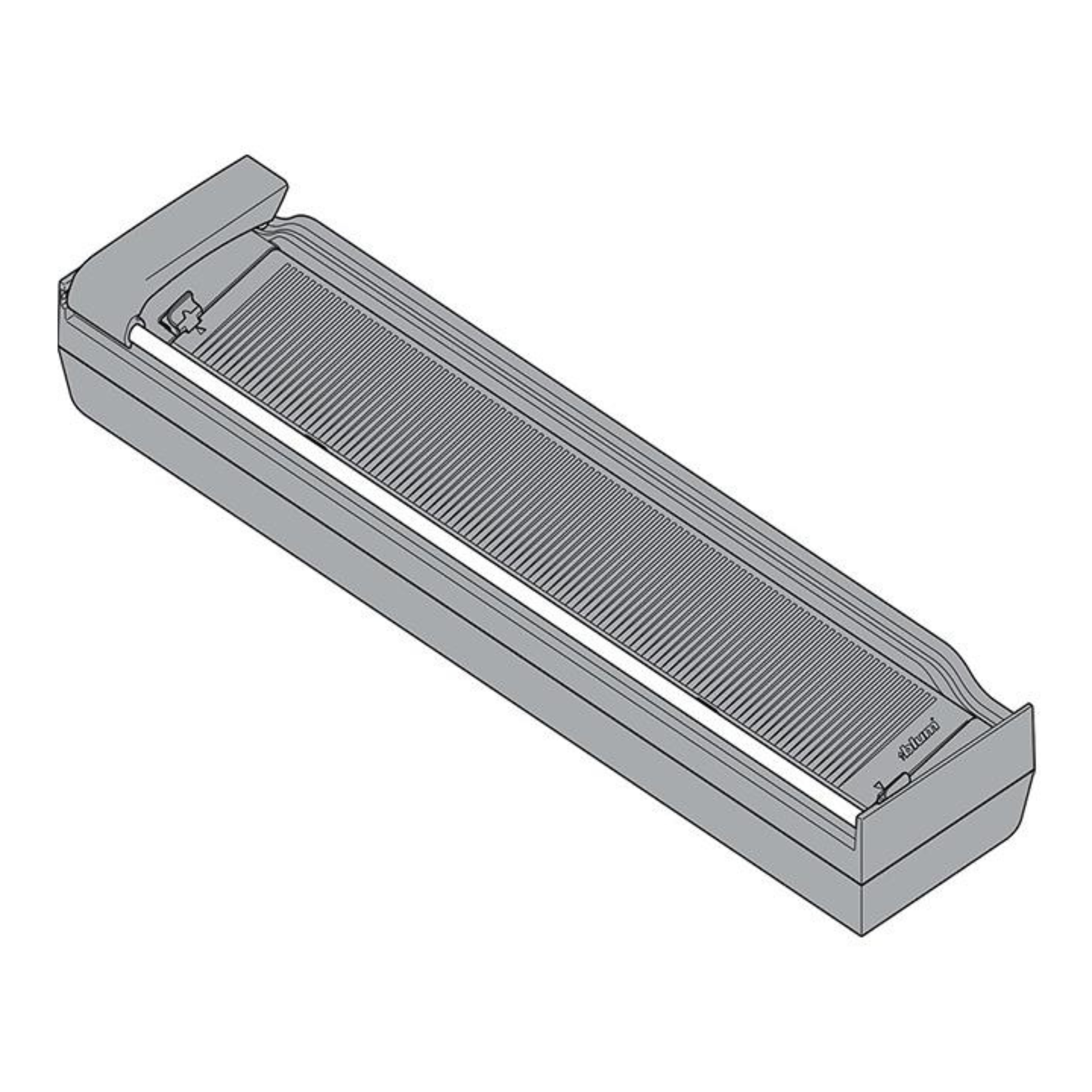 Blum ORGA-LINE drawer insert aluminium foil cutter ZSZ-02F1 in dust grey/orange for practical kitchen drawer organisation